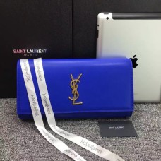 Чанта YSL Saint Lauren 27 см, гладка кожа, син
