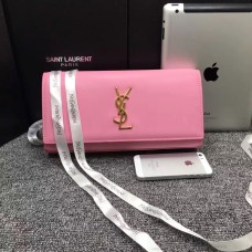 Чанта YSL Saint Lauren 27 см, гладка кожа, розова