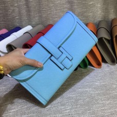 Hermes Epsom кожена чанта Jige 29 см светло синя