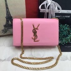 Чанта от гладка кожа с верижка YSL 22 см, розова