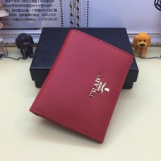 Малък портфейл Prada 1M0204 Bifold от сафианова кожа, червен