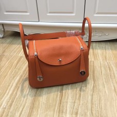 Чанта Hermes Lindy 30 см, оранжева, сребриста