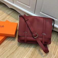 Hermes Steve Men Crossbody кожена чанта бордо