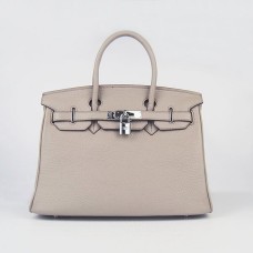 Hermes Birkin 30 см Togo кожена чанта сиво-сребриста