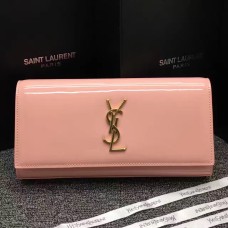 YSL Лачена кожена чанта 27 см, розова