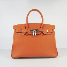 Hermes Birkin 30 см Togo кожена чанта оранжево-сребриста