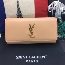 Чанта YSL Saint Lauren 27 см от гладка кожа, цвят кайсия