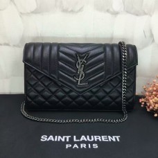 Чанта през рамо с верижка YSL 22,5 см, черна