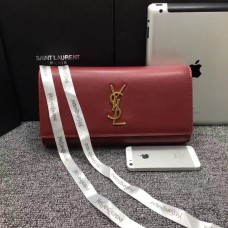Чанта YSL Saint Lauren 27 см от гладка кожа, бордо