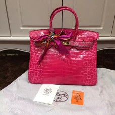 Hermes Birkin 35 см чанта от крокодилска кожа, розово злато