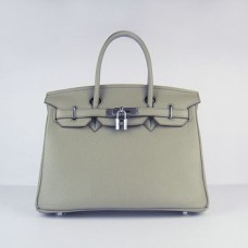 Hermes Birkin 30 см Togo кожена чанта тъмносива сребриста
