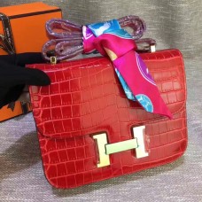 Hermes Constance 23 см крокодилска кожа червено