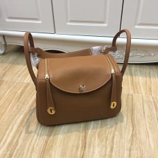 Чанта Hermes Lindy 30 см, кафява, златиста