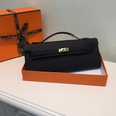 Hermes Kelly Cut 31 см Epsom кожен съединител черен