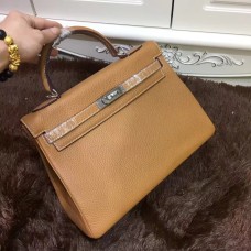 Hermes Kelly 32 см Того кожа 6108 светло кафе сребро