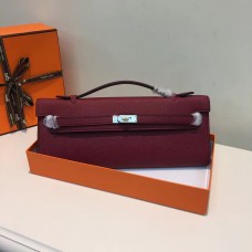 Hermes Kelly Cut 31 см Epsom кожена чанта бордо