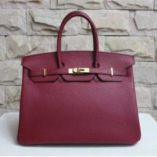 Hermes Birkin 35 см Togo кожена чанта бордо златиста