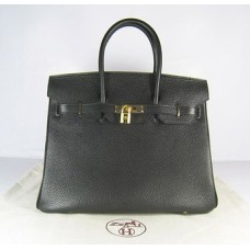 Hermes Birkin 35см Togo кожена чанта черно-златиста