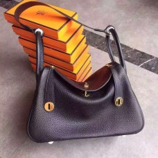 Чанта Hermes Lindy 30 см, черно злато