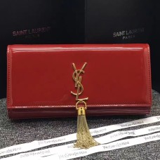 YSL Лачена кожена чанта с пискюли 27 см червена