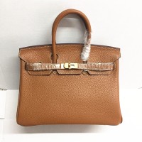 Чанта Hermes Birkin 25 см 6068 светло кафеено златисто