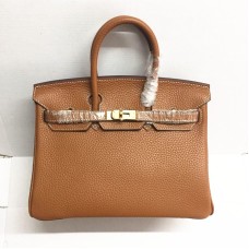 Чанта Hermes Birkin 25 см 6068 светло кафеено златисто