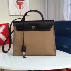 Hermes Herbag 31 см каки платнена чанта