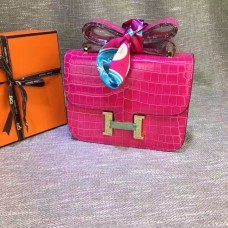 Hermes Constance 23 см крокодилска кожа роза