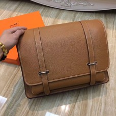 Мъжка кожена чанта Hermes Steve Crossbody кафява