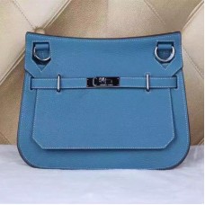 Чанта Hermes Jypsiere 28 см Crossbody, синя, сребриста
