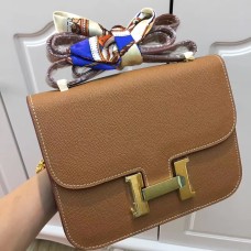Hermes Constance чанта 23 см Epsom кожа камила злато