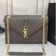 Чанта YSL Saint Laurent Classic Large Monogram, сива, 31 см