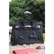 Hermes Birkin Horse Togo кожена чанта черна 35 см