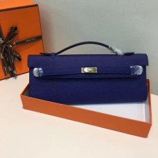 Hermes Kelly Cut 31 см Epsom кожена чанта електрическо синьо