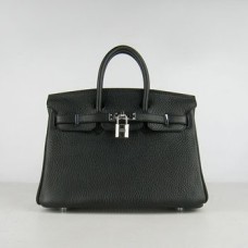 Чанта Hermes Birkin 25 см 6068 черно-сребристо