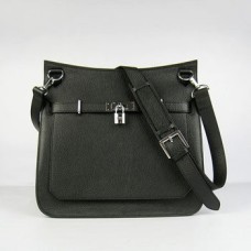 Чанта Hermes Jypsiere 28 см Crossbody, черно-сребристо