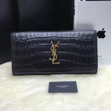 Чанта YSL 27 см, крокодилова кожа, черно-златиста
