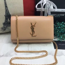 Чанта от гладка кожа с верижка YSL 22 см, кайсиева