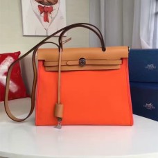 Hermes Herbag 31 см оранжева платнена чанта