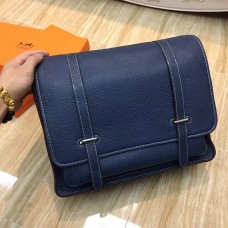 Мъжка кожена чанта Hermes Steve Crossbody в тъмносиньо