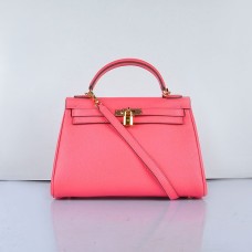 Hermes Kelly 32 см Togo кожена чанта 6108 розово златисто
