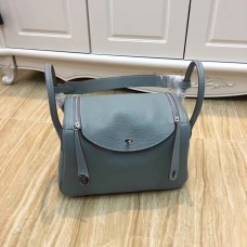 Чанта Hermes Lindy 30 см, сива, синя, сребриста
