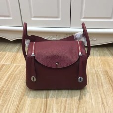 Hermes Lindy 30 см чанта бордо сребро