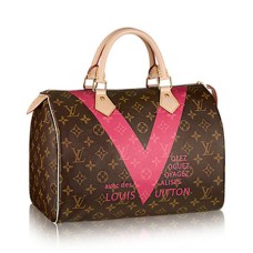 Чанта Louis Vuitton Speedy 30 Monogram V от платно, изработена от монограм.
