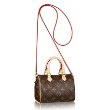 Чанта Louis Vuitton Nano Speedy M61252 Crossbody от монограмно платно
