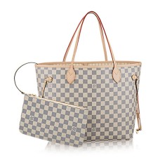 Чанта през рамо Louis Vuitton N41361 Neverfull MM Damier Azur Canvas